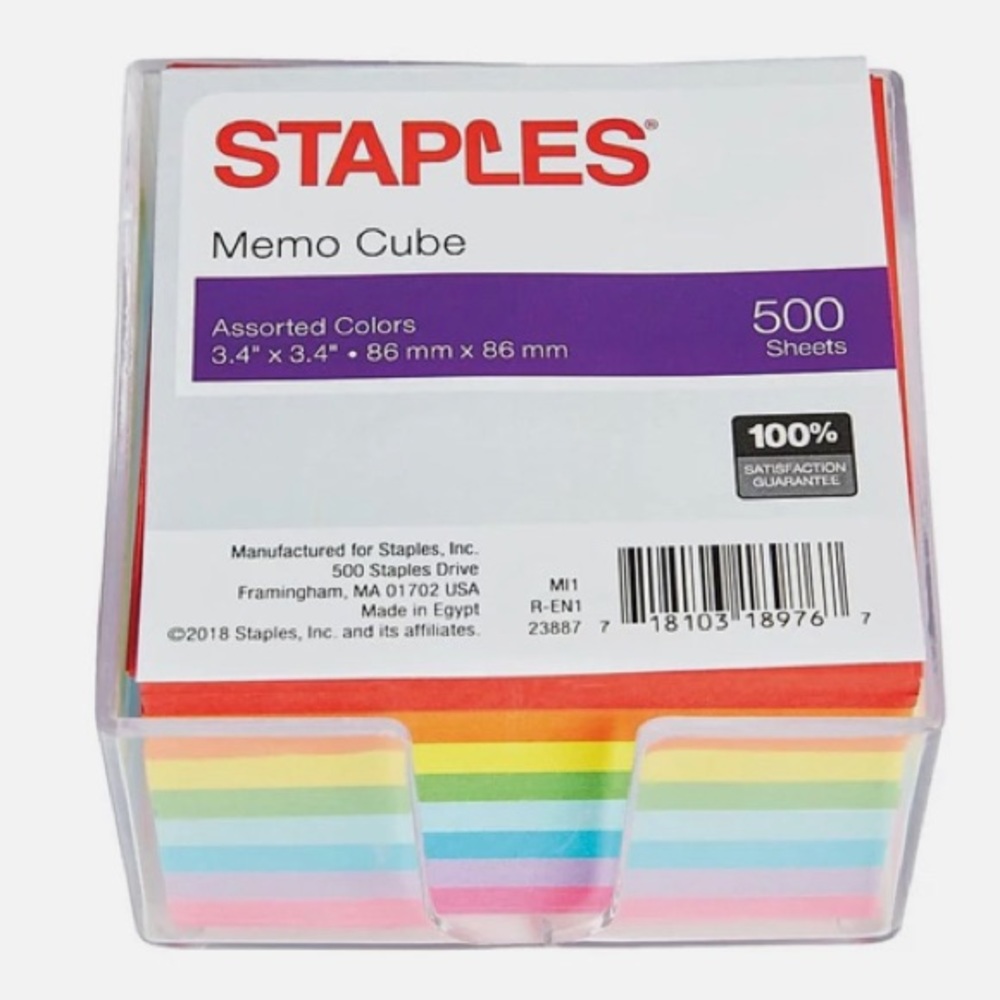 NWT Staples Memo Cube with 5 Extra Refills